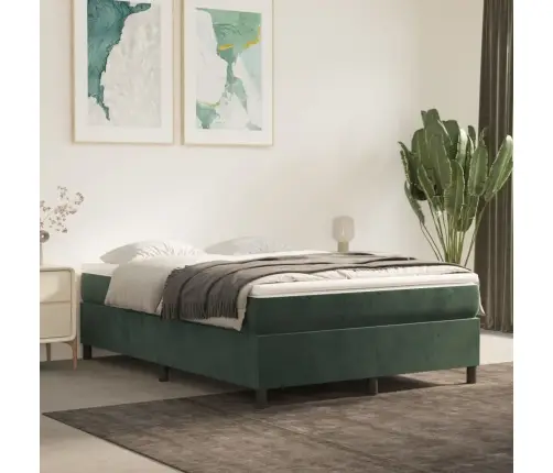 Lovos Rėmas Su Spyruoklėmis Tamsiai Žalias 140X200 Cm Aksomas