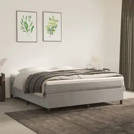 Lovos Rėmas Su Spyruoklėmis, Šviesiai Pilkas, 160X200cm Aksomas Lovos Rėmas Su Spyruoklėmis, Šviesiai Pilkas, 160X200cm Aksomas