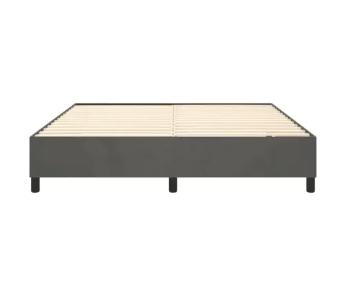 Gulta Bez Matrača, Tumši Pelēks, 160X200 Cm, Samts Vidaxl