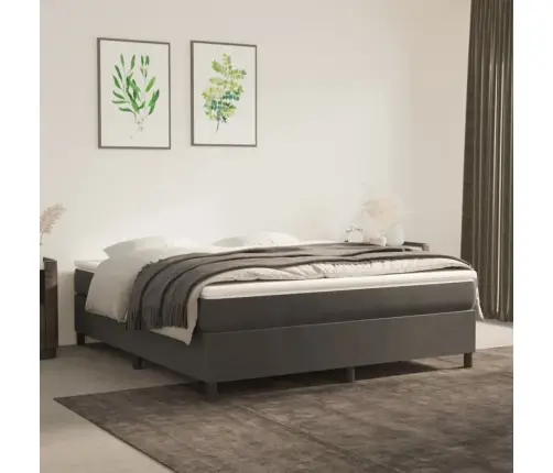 Gulta Bez Matrača, Tumši Pelēks, 180X200 Cm, Samts Vidaxl