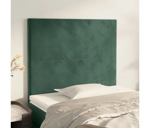 Gultas Galvgaļi, 2 Gab., 80X5X78/88 Cm, Tumši Zaļš Samts Vidaxl