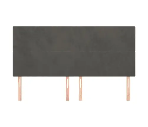 Gultas Galvgaļi, 4 Gab., 80X5X78/88 Cm, Tumši Pelēks Samts Vidaxl
