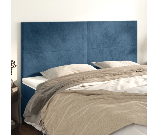 Gultas Galvgaļi, 4 Gab., 80X5X78/88 Cm, Tumši Zils Samts Vidaxl