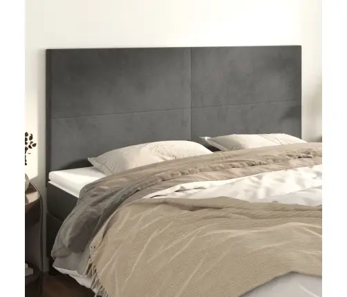 Gultas Galvgaļi, 4 Gab., 100X5X78/88 Cm, Tumši Pelēks Samts Vidaxl