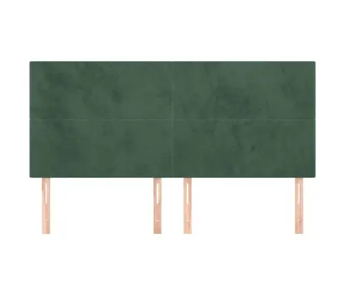 Gultas Galvgaļi, 4 Gab., 100X5X78/88 Cm, Tumši Zaļš Samts Vidaxl