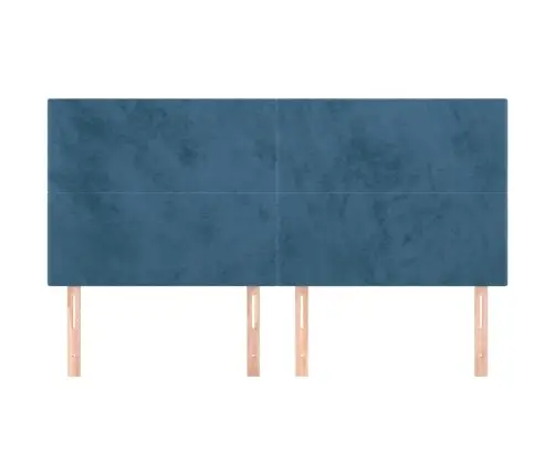 Gultas Galvgaļi, 4 Gab., 100X5X78/88 Cm, Zils Samts Vidaxl