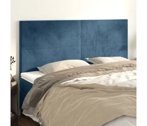 Gultas Galvgaļi, 4 Gab., 100X5X78/88 Cm, Zils Samts Vidaxl