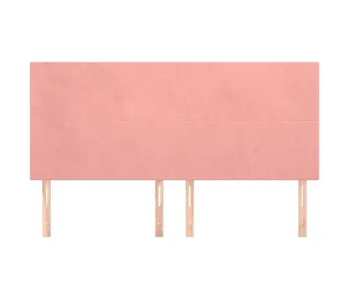 Gultas Galvgaļi, 4 Gab., 100X5X78/88 Cm, Rozā Samts Vidaxl