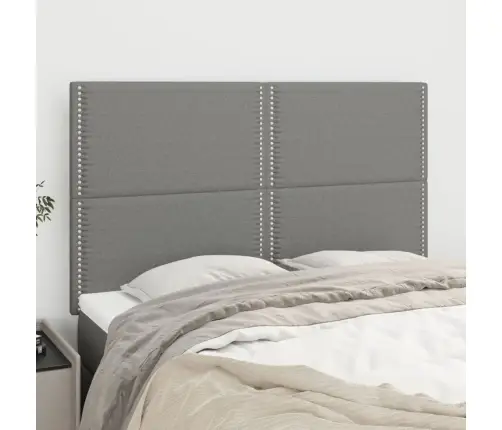 Gultas Galvgaļi, 4 Gab., 72X5X78/88 Cm, Tumši Pelēks Audums Vidaxl