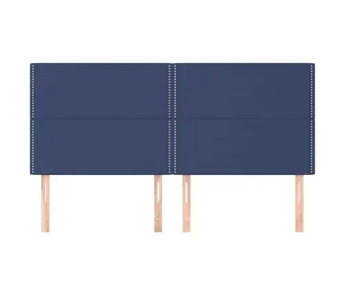 Gultas Galvgaļi, 4 Gab., 90X5X78/88 Cm, Zils Audums Vidaxl