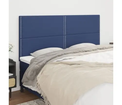 Gultas Galvgaļi, 4 Gab., 90X5X78/88 Cm, Zils Audums Vidaxl