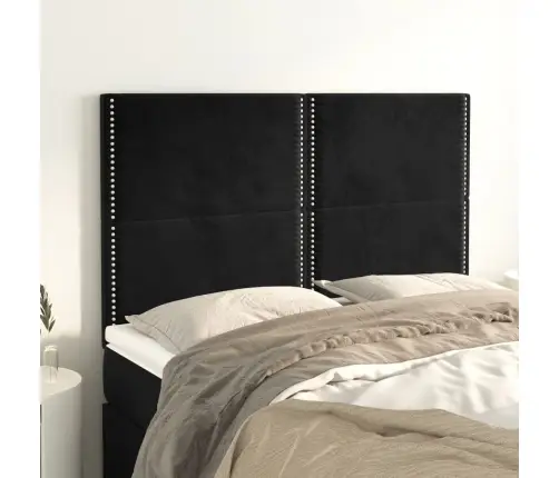 Galvūgalis, Juodas, 144X5X118/128 cm Aksominis