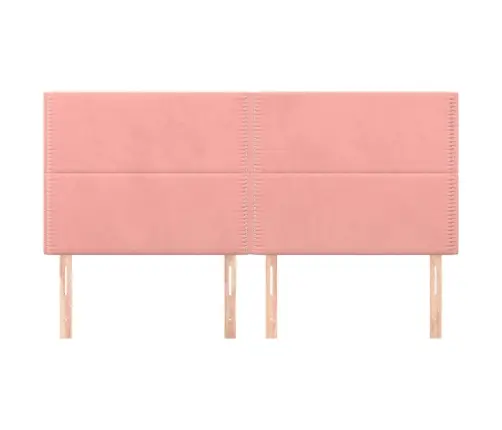 Gultas Galvgaļi, 4 Gab., 100X5X78/88 Cm, Rozā Samts Vidaxl