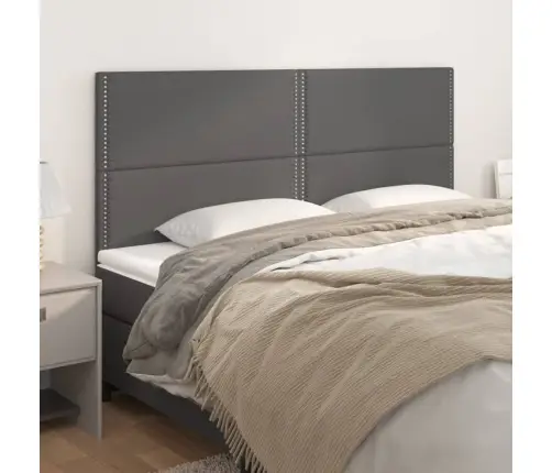 Gultas Galvgaļi, 4 Gab.,100X5X78/88 Cm, Pelēka Mākslīgā Āda Vidaxl