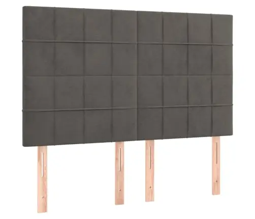 Gultas Galvgaļi, 4 Gab., 72X5X78/88 Cm, Tumši Pelēks Samts Vidaxl