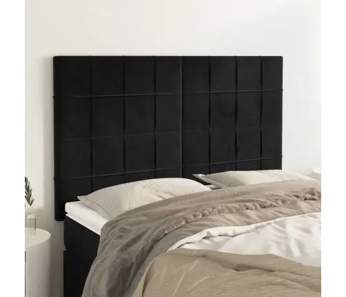 Galvūgalis, Juodas, 144X5X118/128 cm Aksominis