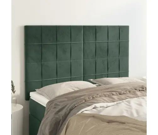 Gultas Galvgaļi, 4 Gab., 72X5X78/88 Cm, Tumši Zaļš Samts Vidaxl