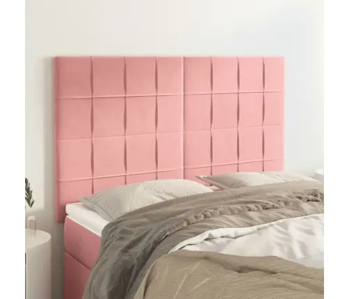 Gultas Galvgaļi, 4 Gab., 72X5X78/88 Cm, Rozā Samts Vidaxl
