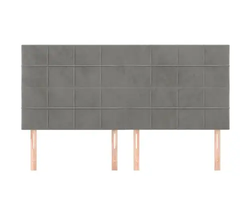 Gultas Galvgaļi, 4 Gab., 80X5X78/88 Cm, Gaiši Pelēks Samts Vidaxl