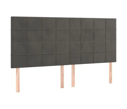Gultas Galvgaļi, 4 Gab., 90X5X78/88 Cm, Tumši Pelēks Samts Vidaxl