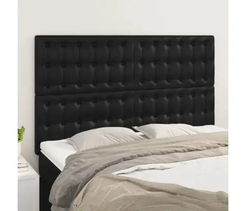 Galvūgalis, Juodas, 144X5X118/128 cm Dirbtinė Oda