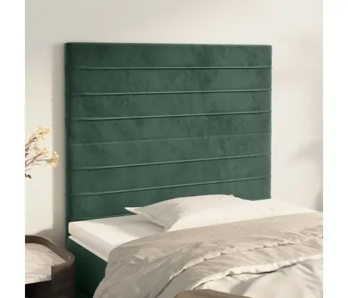 Gultas Galvgaļi, 2 Gab., 100X5X78/88 Cm, Tumši Zaļš Samts Vidaxl