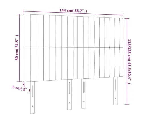 Gultas Galvgaļi, 4 Gab., 72X5X78/88 Cm, Melns Audums Vidaxl
