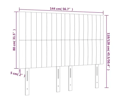 Gultas Galvgaļi, 4 Gab., 72X5X78/88 Cm, Zils Audums Vidaxl