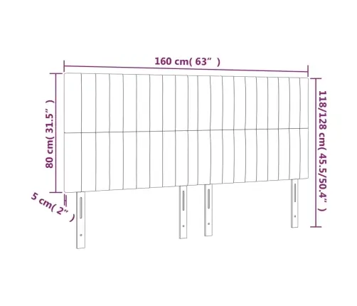 Gultas Galvgaļi, 4 Gab., 80X5X78/88 Cm, Krēmkrāsas Audums Vidaxl