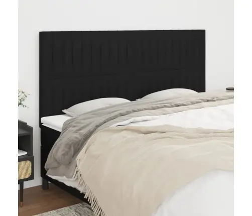 Gultas Galvgaļi, 4 Gab., 90X5X78/88 Cm, Melns Audums Vidaxl