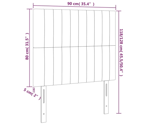 Voodipeatsid 2 Tk, Tumesinine, 90X5X78/88 cm Samet