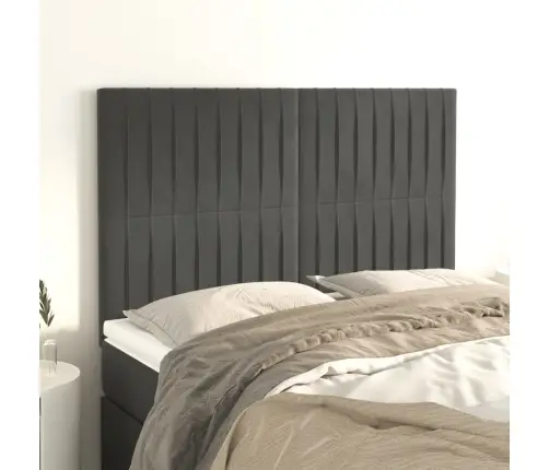 Galvūgalis, Tamsiai Pilkas, 144X5X118/128 cm Aksomas