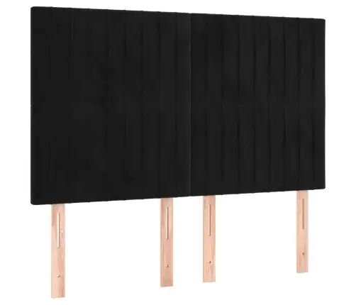 Gultas Galvgaļi, 4 Gab., 72X5X78/88 Cm, Melns Samts Vidaxl