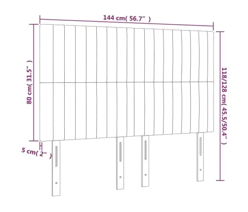 Gultas Galvgaļi, 4 Gab., 72X5X78/88 Cm, Melns Samts Vidaxl