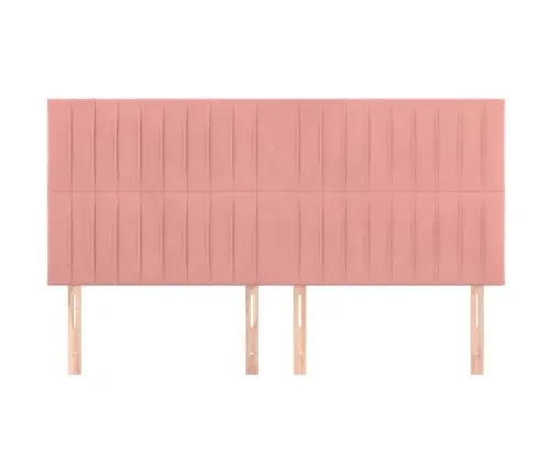 Gultas Galvgaļi, 4 Gab., 100X5X78/88 Cm, Rozā Samts Vidaxl