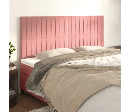Gultas Galvgaļi, 4 Gab., 100X5X78/88 Cm, Rozā Samts Vidaxl