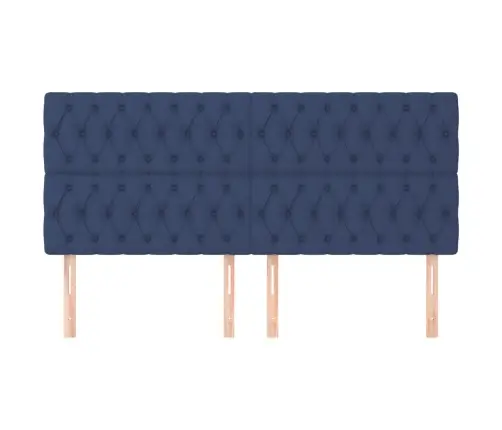 Gultas Galvgaļi, 4 Gab., 90X7X78/88 Cm, Zils Audums Vidaxl