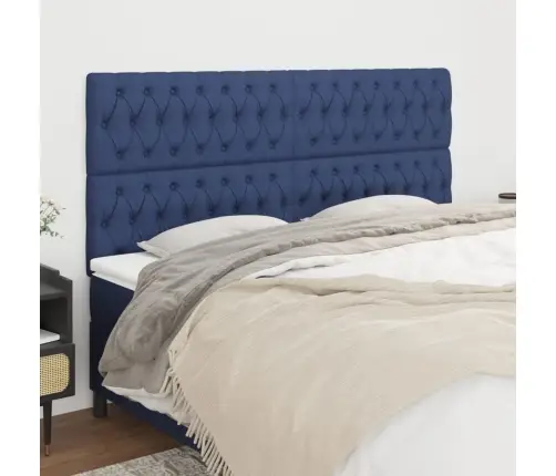 Gultas Galvgaļi, 4 Gab., 90X7X78/88 Cm, Zils Audums Vidaxl