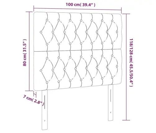 Voodipeatsid 2 Tk, Tumehall, 100X7X78/88 cm Samet