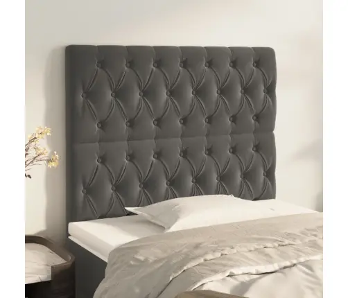 Voodipeatsid 2 Tk, Tumehall, 100X7X78/88 cm Samet