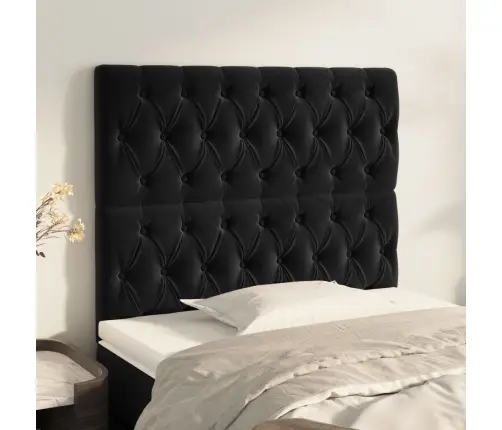 Gultas Galvgaļi, 2 Gab., 100X7X78/88 Cm, Melns Samts Vidaxl