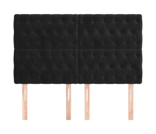 Gultas Galvgaļi, 4 Gab., 72 X 7 X 78/88 Cm, Melns Samts Vidaxl