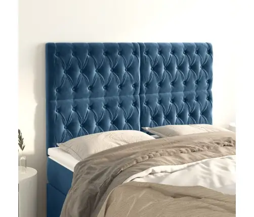 Gultas Galvgaļi, 4 Gab., 80X7X78/88 Cm, Tumši Zils Samts Vidaxl