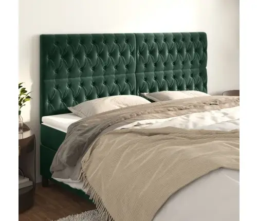 Gultas Galvgaļi, 4 Gab., 100X7X78/88 Cm, Tumši Zaļš Samts Vidaxl