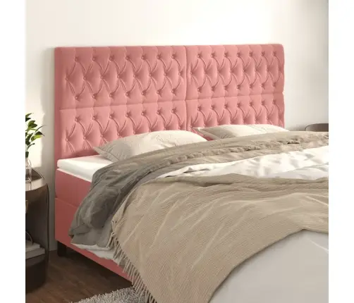Gultas Galvgaļi, 4 Gab., 100X7X78/88 Cm, Rozā Samts Vidaxl