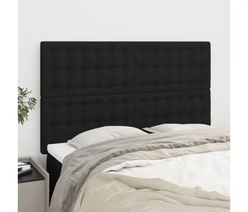 Gultas Galvgaļi, 4 Gab., 72X5X78/88 Cm, Melns Audums Vidaxl