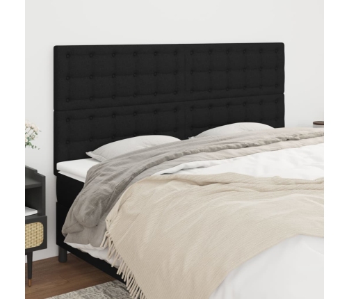 Gultas Galvgaļi, 4 Gab., 100X5X78/88 Cm, Melns Audums Vidaxl