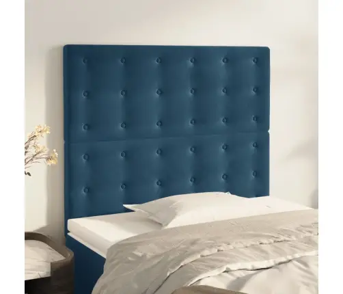 Gultas Galvgaļi, 2 Gab., 90X5X78/88 Cm, Tumši Zils Samts Vidaxl