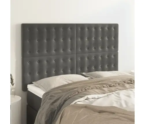 Gultas Galvgaļi, 4 Gab., 72X5X78/88 Cm, Tumši Pelēks Samts Vidaxl