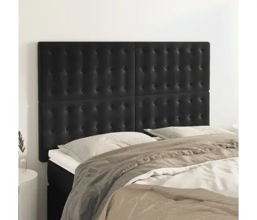 Gultas Galvgaļi, 4 Gab., 72X5X78/88 Cm, Melns Samts Vidaxl